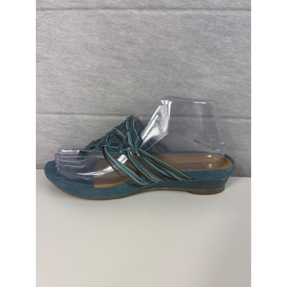 Clarks Artisan Teal Suede Thong Sandals Women Size 7 Boho Slide